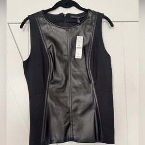 NWT White House Black Market Faux Leather Sleeveless Top